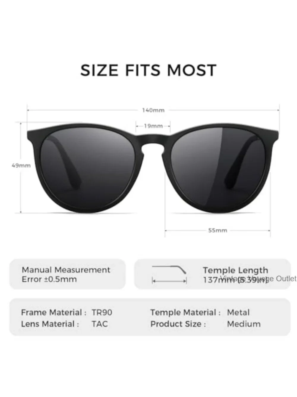 Polarized Round Sunglasses UV400 TR90 Frame Vintage Fashion Shades